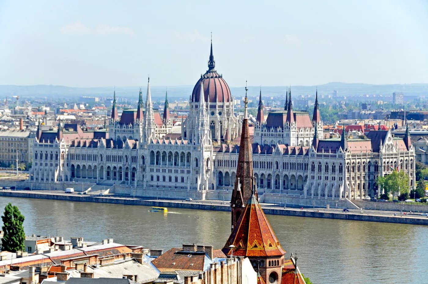 Hungarian Parliament beside the Danube in Budapest
