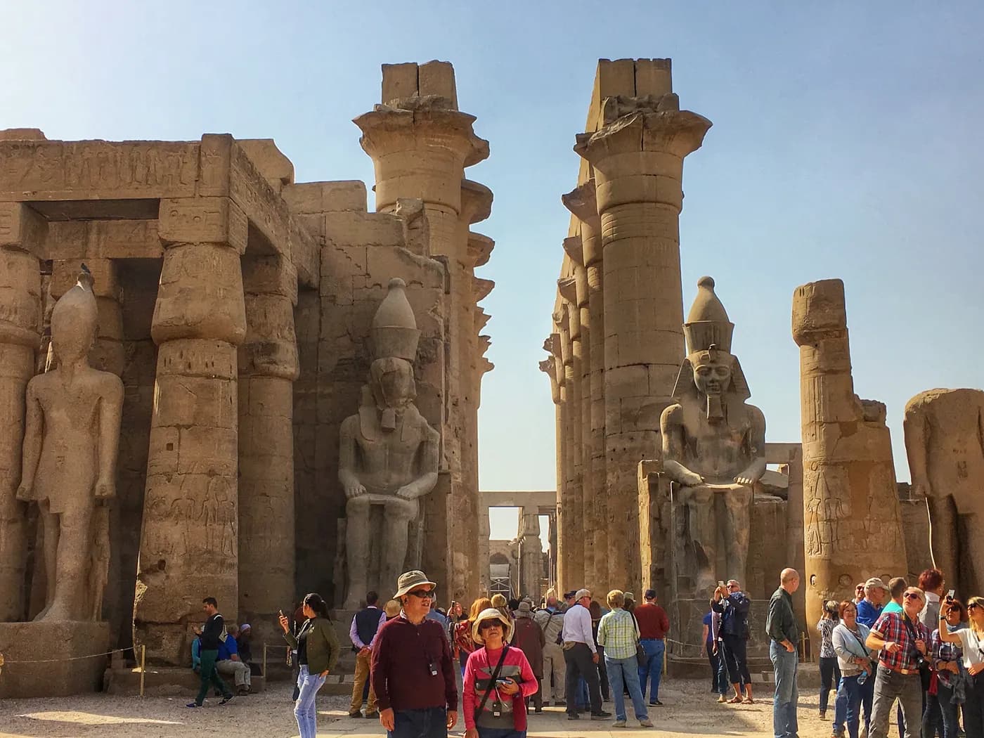 Ancient columns and statues at Luxor Temple