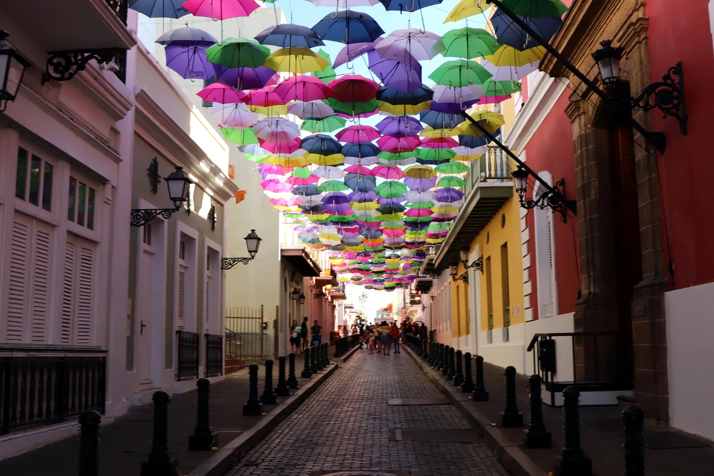 Colorful umbrellas above a street in Old San Juan